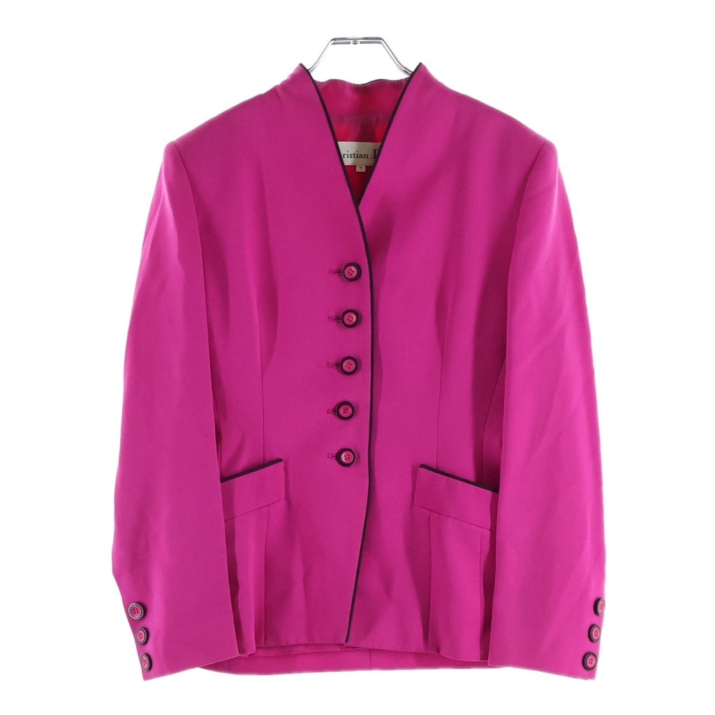 Christian Dior(クリスチャンディオール) 5Bパイピングノーカラージャケット ピンク レディース