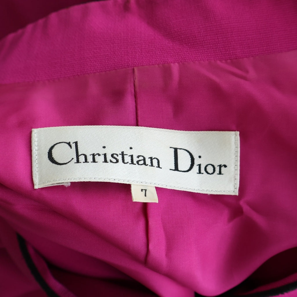 Christian Dior(クリスチャンディオール) 5Bパイピングノーカラージャケット ピンク レディース