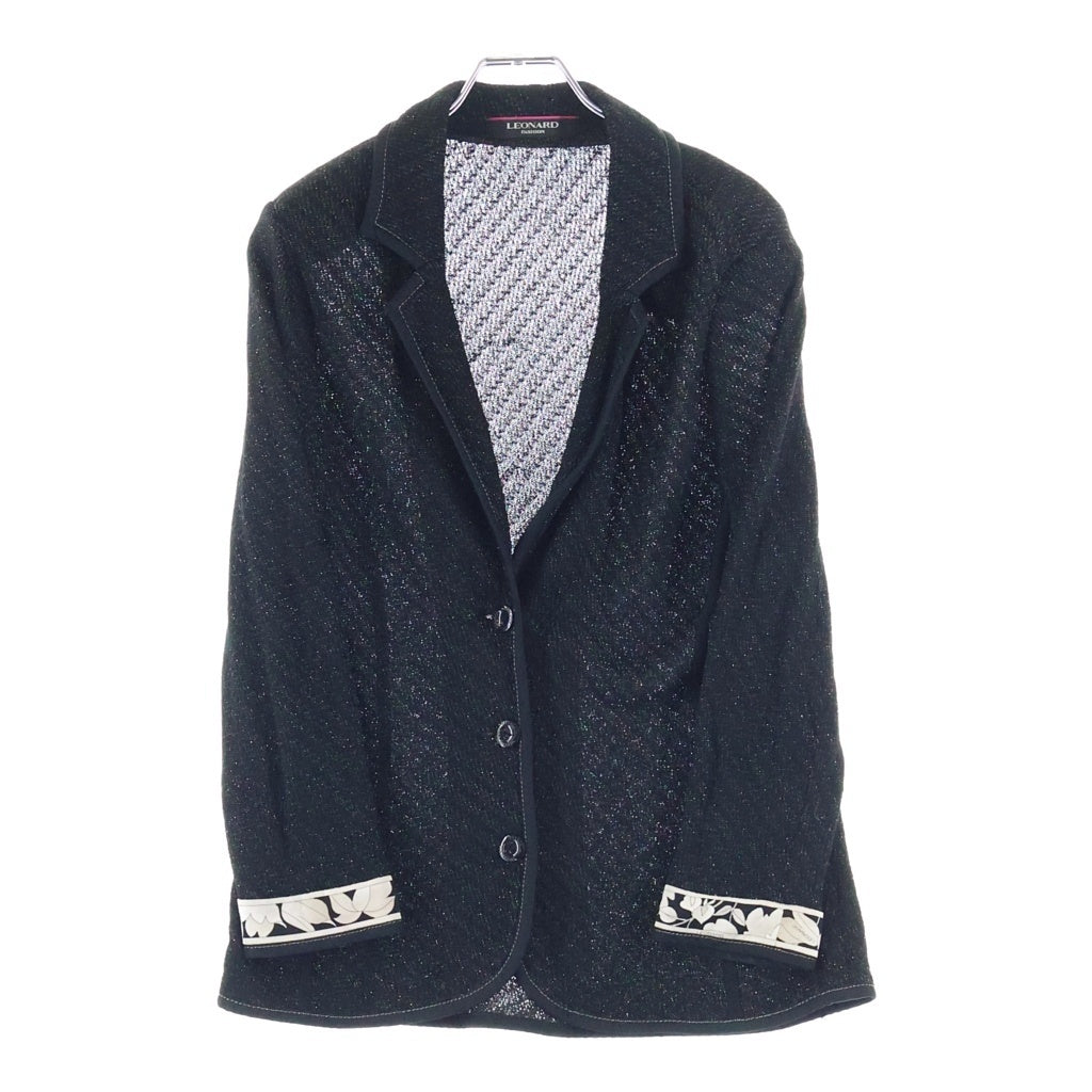 LEONARD(レオナール) ラメニット シルクレーヨンジャケット ブラック #LL レディース