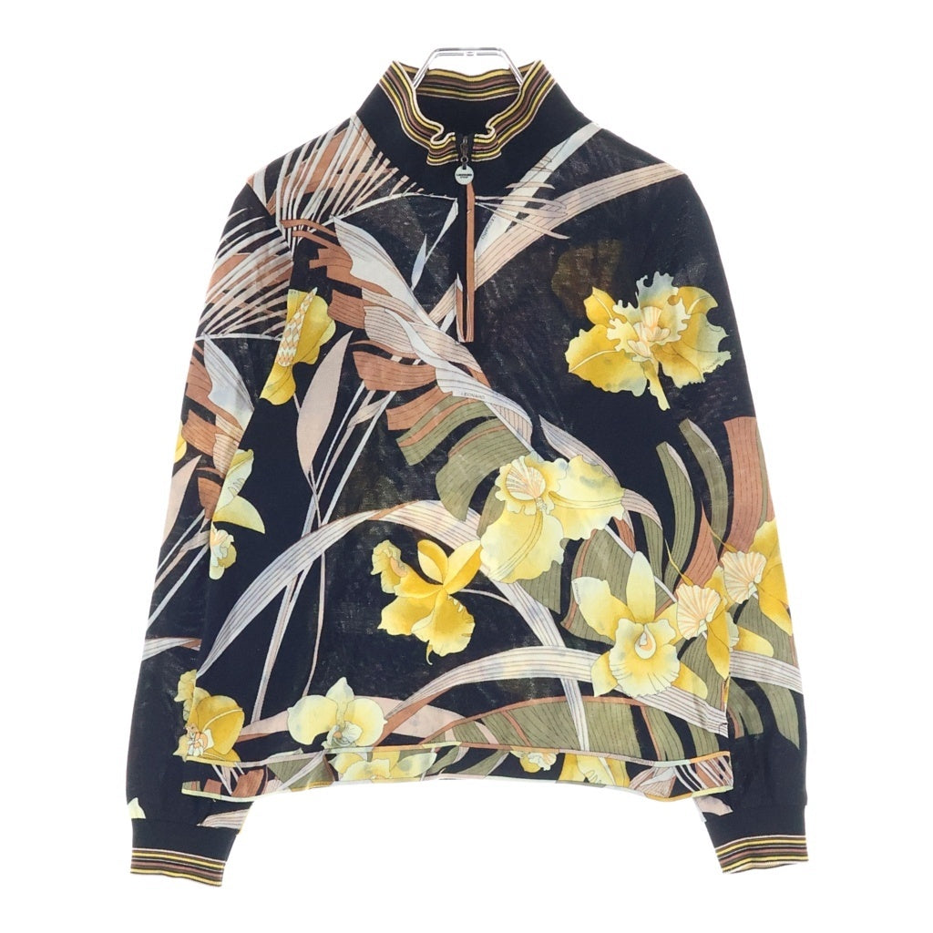 LEONARD(レオナール) スポーツ ハーフジップ花柄トップス ブラック #40 レディース