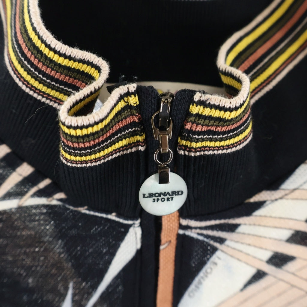 LEONARD(レオナール) スポーツ ハーフジップ花柄トップス ブラック #40 レディース