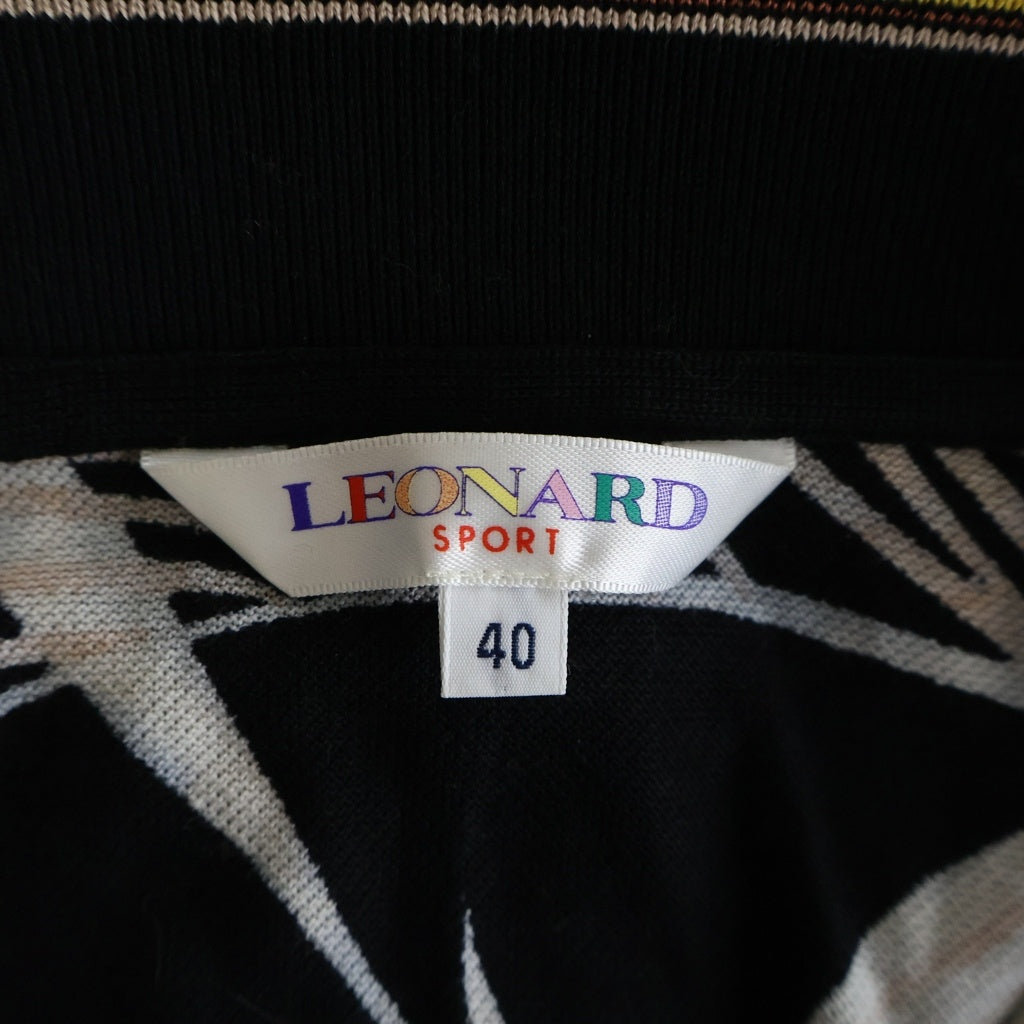 LEONARD(レオナール) スポーツ ハーフジップ花柄トップス ブラック #40 レディース
