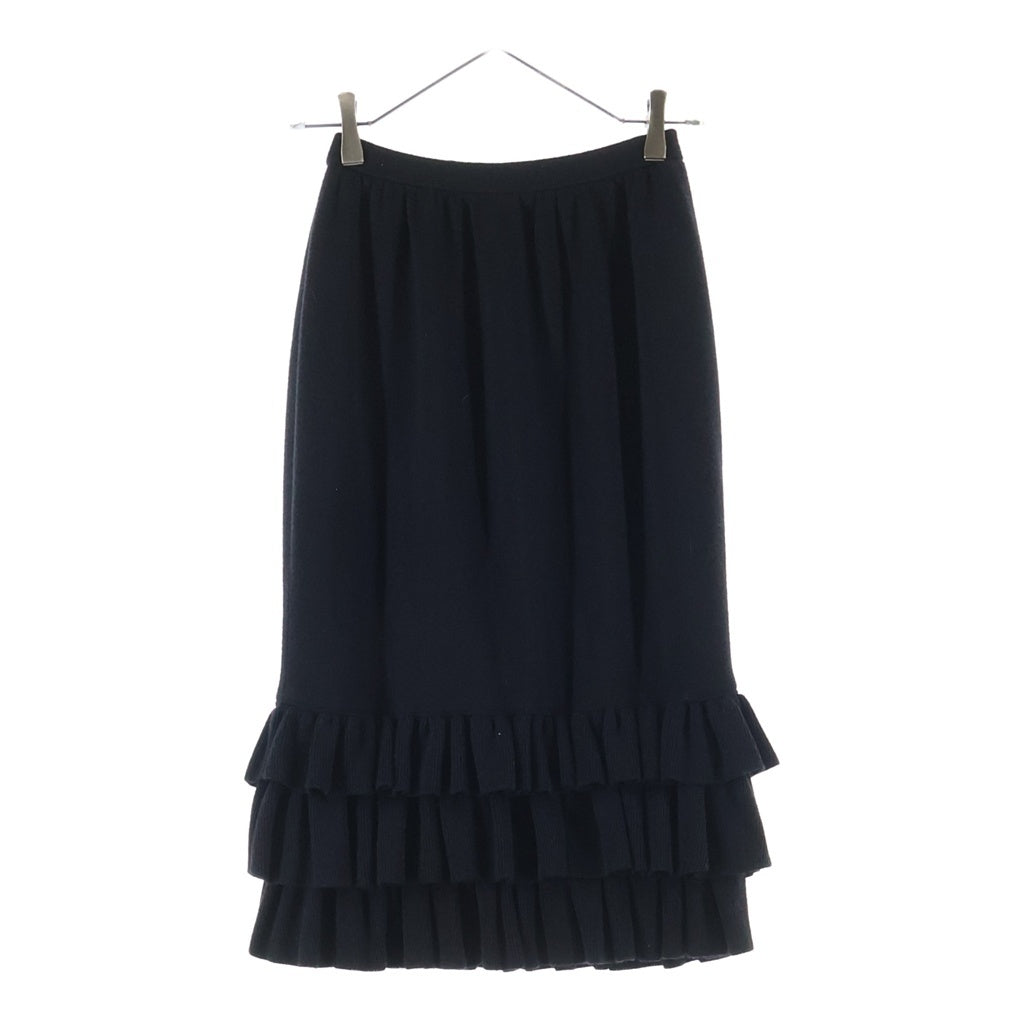 Christian Dior(クリスチャンディオール) フリルデザインウールニットスカート ブラック #M レディース