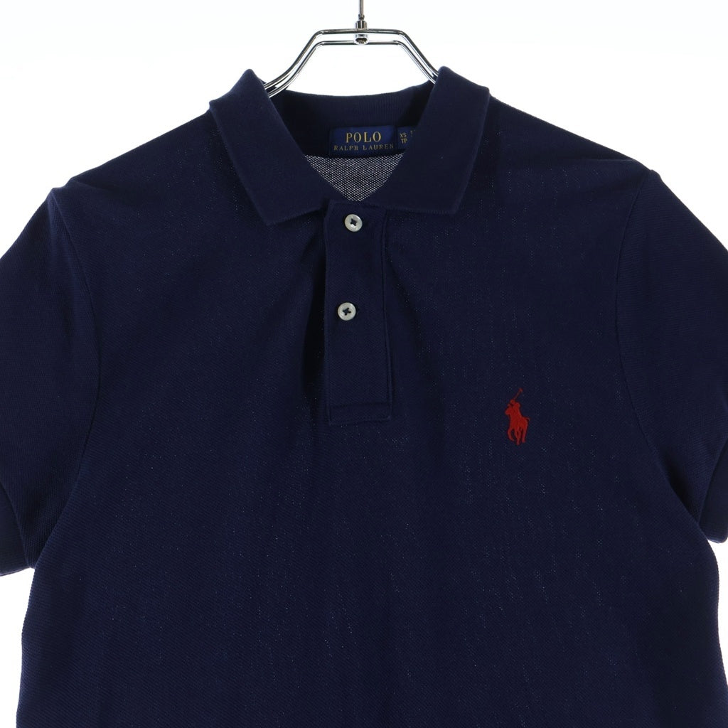 POLO RALPH LAUREN(ポロラルフローレン) ワンポイントロゴ刺繍 半袖ポロシャツ ワンピース カットソー ネイビー レディース