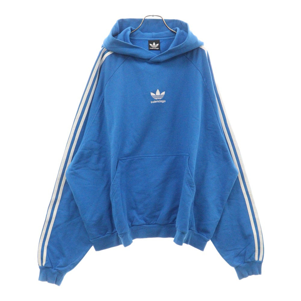 BALENCIAGA(バレンシアガ) 22AW×adidas Hoodie Large Fit アディダス ロゴラージフィットプルオーバーパーカー ブルー 729322 TNVN2