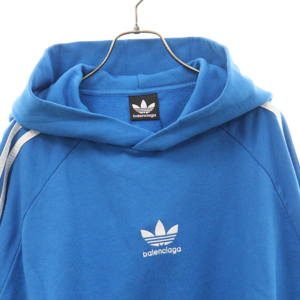 BALENCIAGA(バレンシアガ) 22AW×adidas Hoodie Large Fit アディダス ロゴラージフィットプルオーバーパーカー ブルー 729322 TNVN2