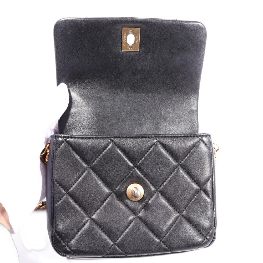 CHANEL(シャネル) ミニマトラッセ シングルフラップ シングルチェーンショルダーバッグ ブラック ラムスキン AS2733 ショルダーバッグ