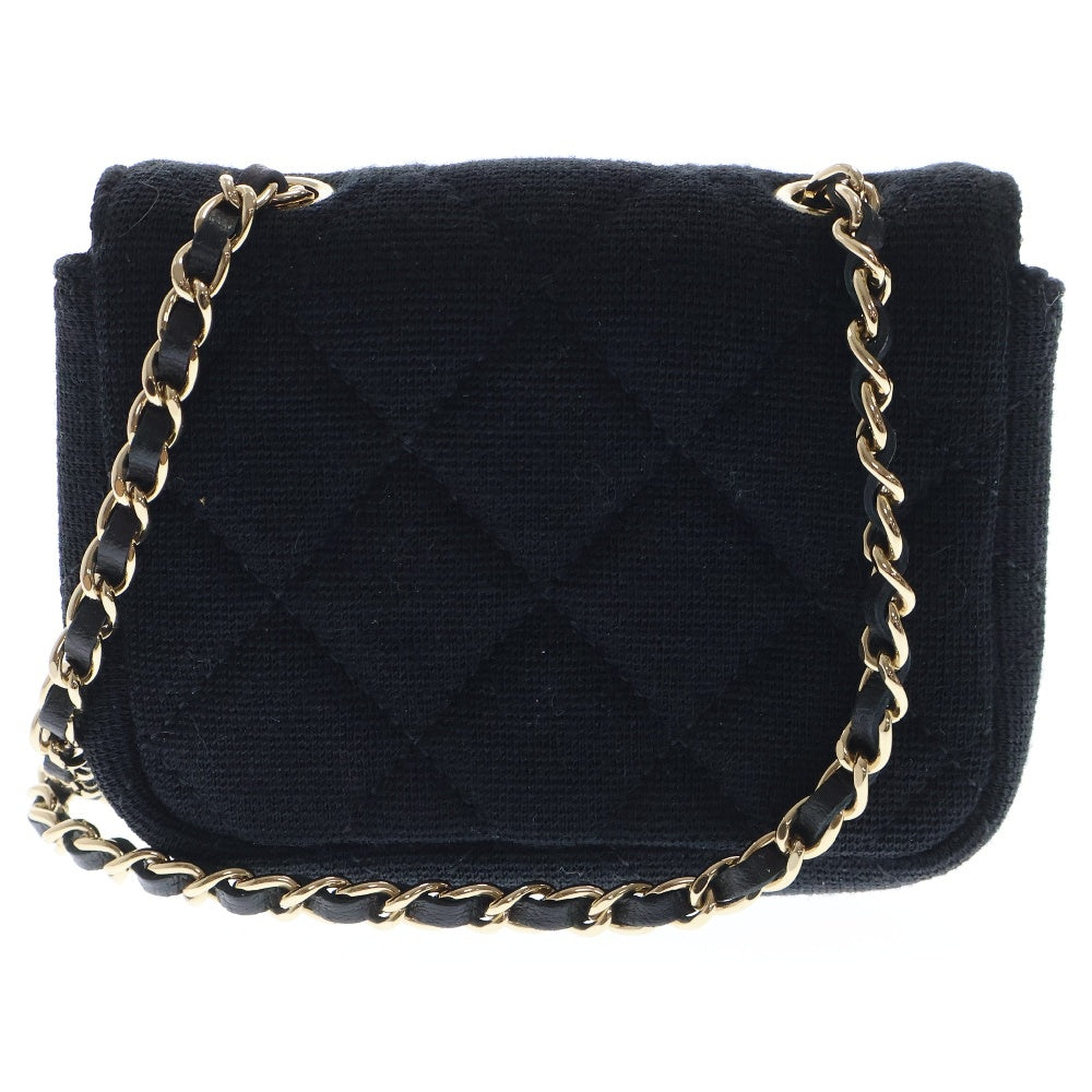 CHANEL(シャネル) ミニミニマトラッセ Sシングルフラップ シングルチェーンショルダー コットン ゴールド金具 ブラック ポーチ AP2623