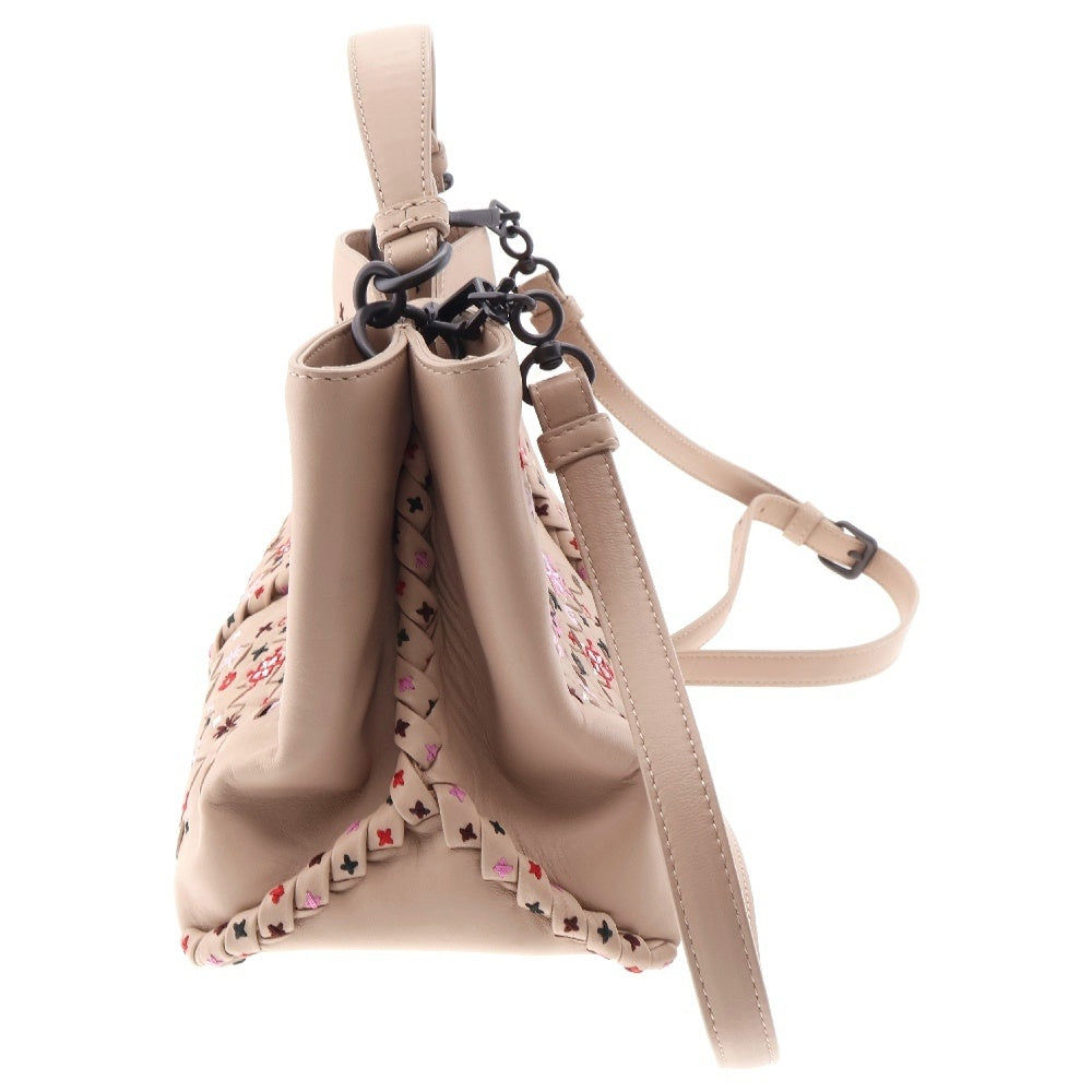 BOTTEGA VENETA(ボッテガヴェネタ) イントレチャート ナポリ ハンドバッグ 2wayバッグ ショルダーバッグ ベージュ レザー 刺繍