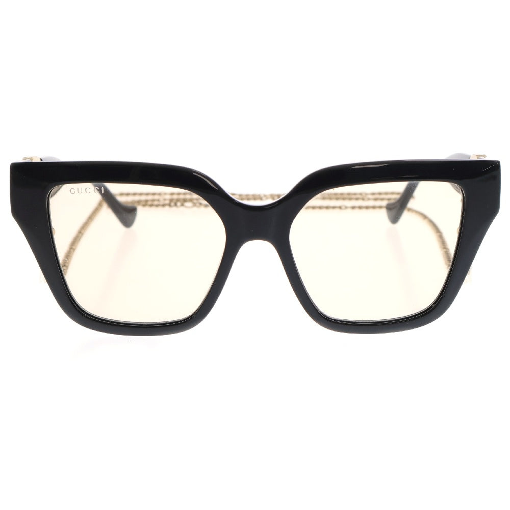 GUCCI(グッチ) GG1023S 黒ぶち眼鏡 メガネ アイウェア ブラック サングラス チェーン ゴールド金具