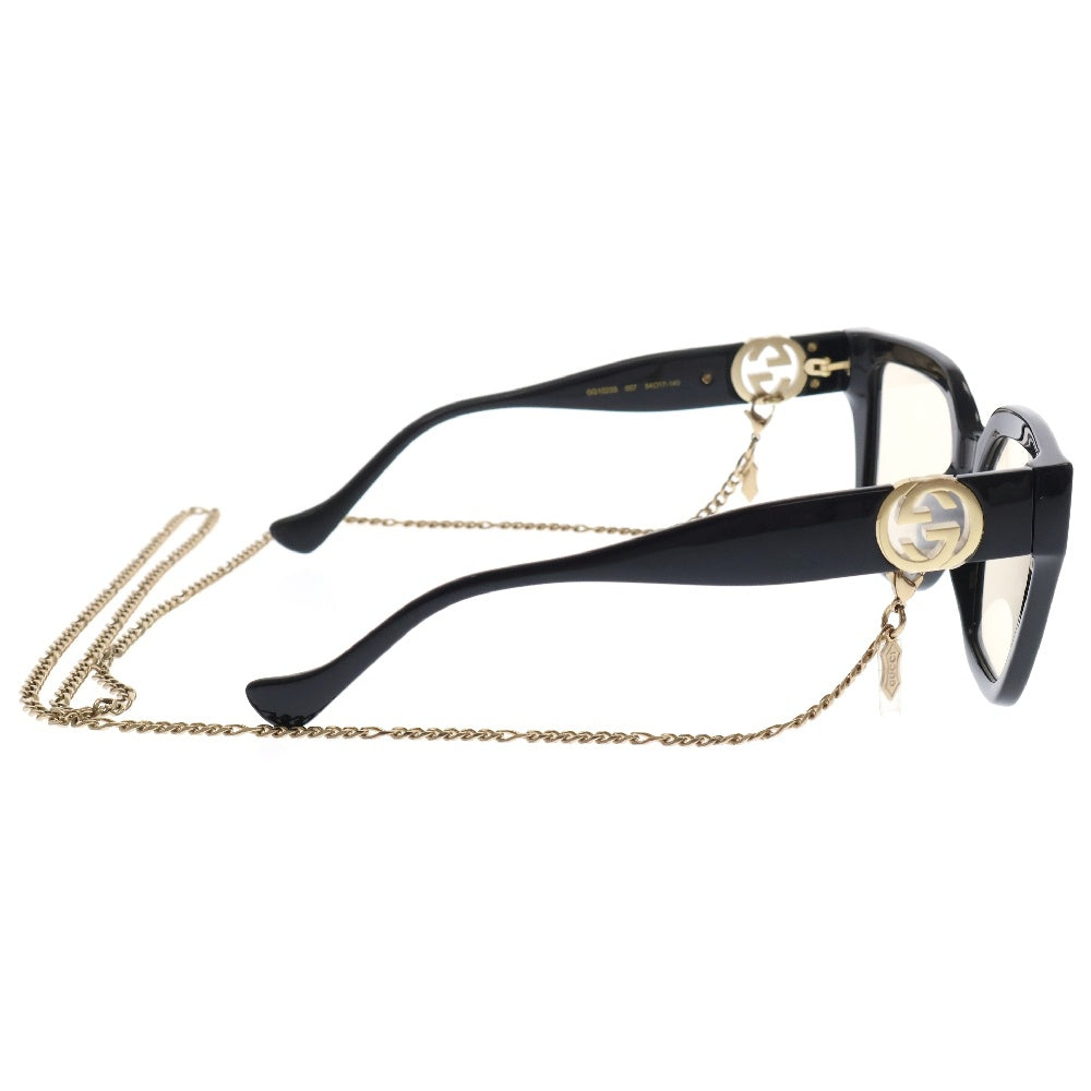 GUCCI(グッチ) GG1023S 黒ぶち眼鏡 メガネ アイウェア ブラック サングラス チェーン ゴールド金具