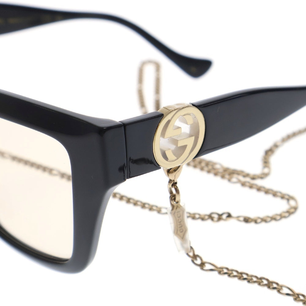 GUCCI(グッチ) GG1023S 黒ぶち眼鏡 メガネ アイウェア ブラック サングラス チェーン ゴールド金具