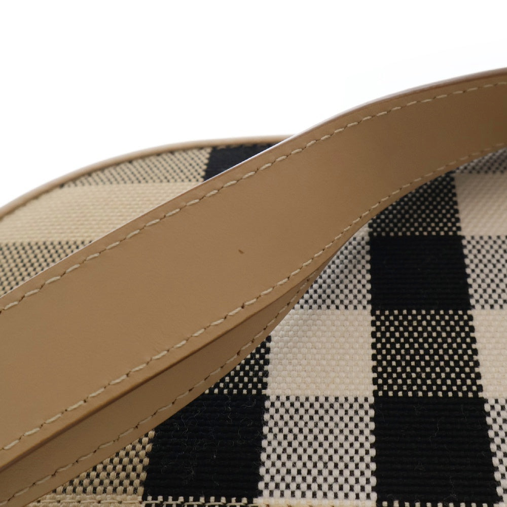 BURBERRY(バーバリー) オリンピア スモール ロゴステッチ ショルダーバッグ レザー×キャンバス ワンショルダーバッグ ベージュ ノバチェック ゴールド金具