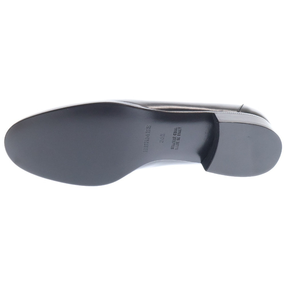 HERMES(エルメス) デスタン ゴールドバックル モカシンレザーローファー ブラック レディース