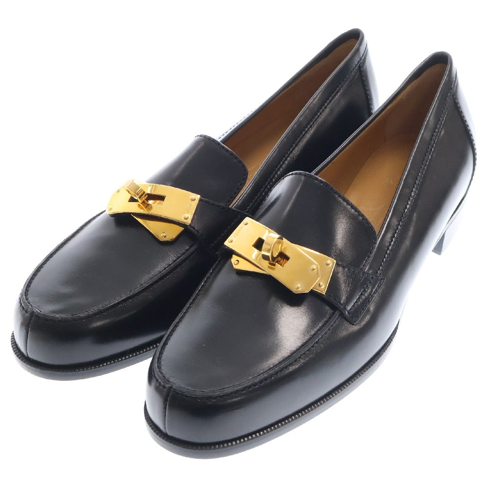 HERMES(エルメス) デスタン ゴールドバックル モカシンレザーローファー ブラック レディース