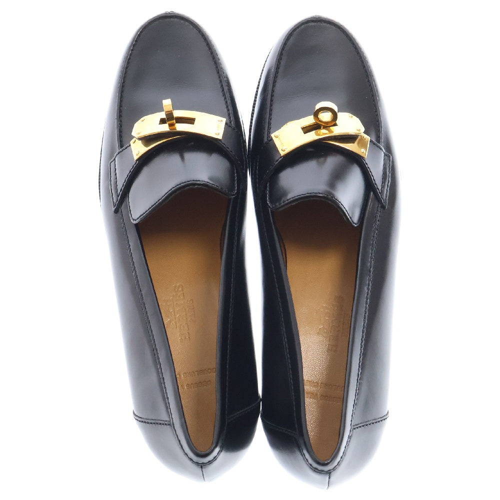 HERMES(エルメス) デスタン ゴールドバックル モカシンレザーローファー ブラック レディース
