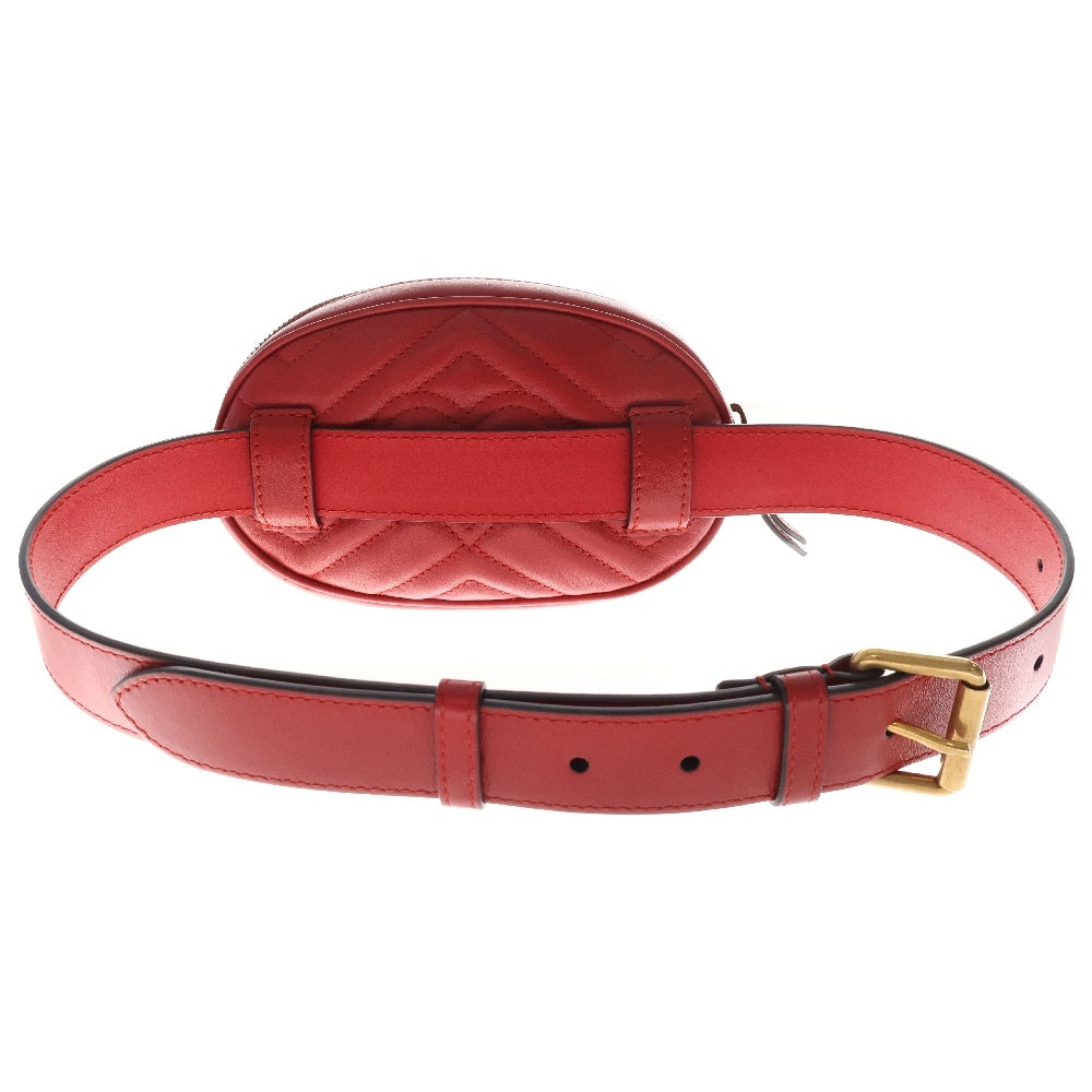 GUCCI(グッチ) GGマーモント キルティングレザー ベルトバッグ ウエストバッグ レッド レザー ゴールド金具 ボディバッグ 476434