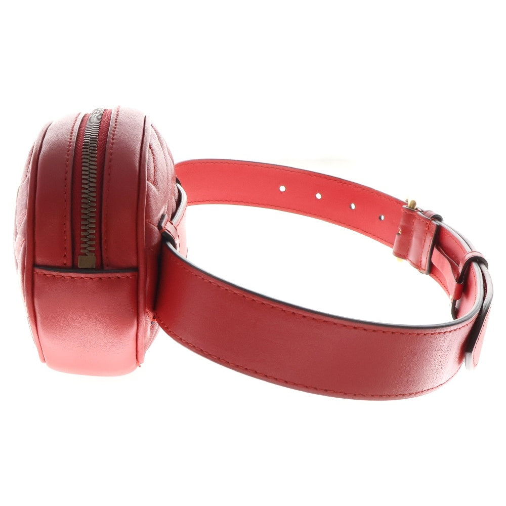 GUCCI(グッチ) GGマーモント キルティングレザー ベルトバッグ ウエストバッグ レッド レザー ゴールド金具 ボディバッグ 476434