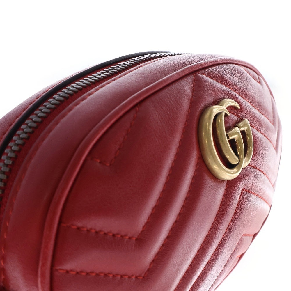 GUCCI(グッチ) GGマーモント キルティングレザー ベルトバッグ ウエストバッグ レッド レザー ゴールド金具 ボディバッグ 476434