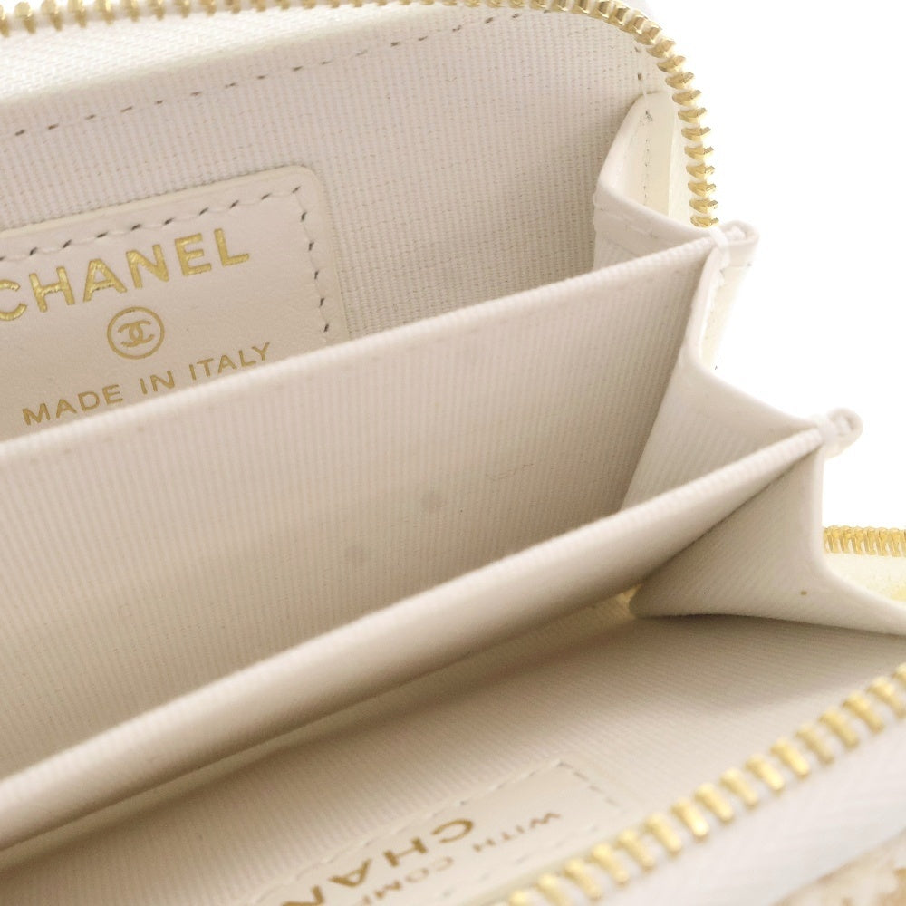 CHANEL(シャネル) リボン ミニチェーンウォレット コインケース ホワイト ツイード ゴールド金具 ショルダーバッグ ミニバッグ チェーンショルダー 財布
