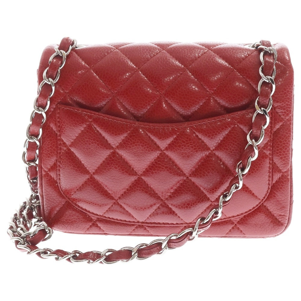 CHANEL(シャネル) ミニマトラッセ17 キャビアスキン レザーシングルチェーンショルダーバッグ レッド