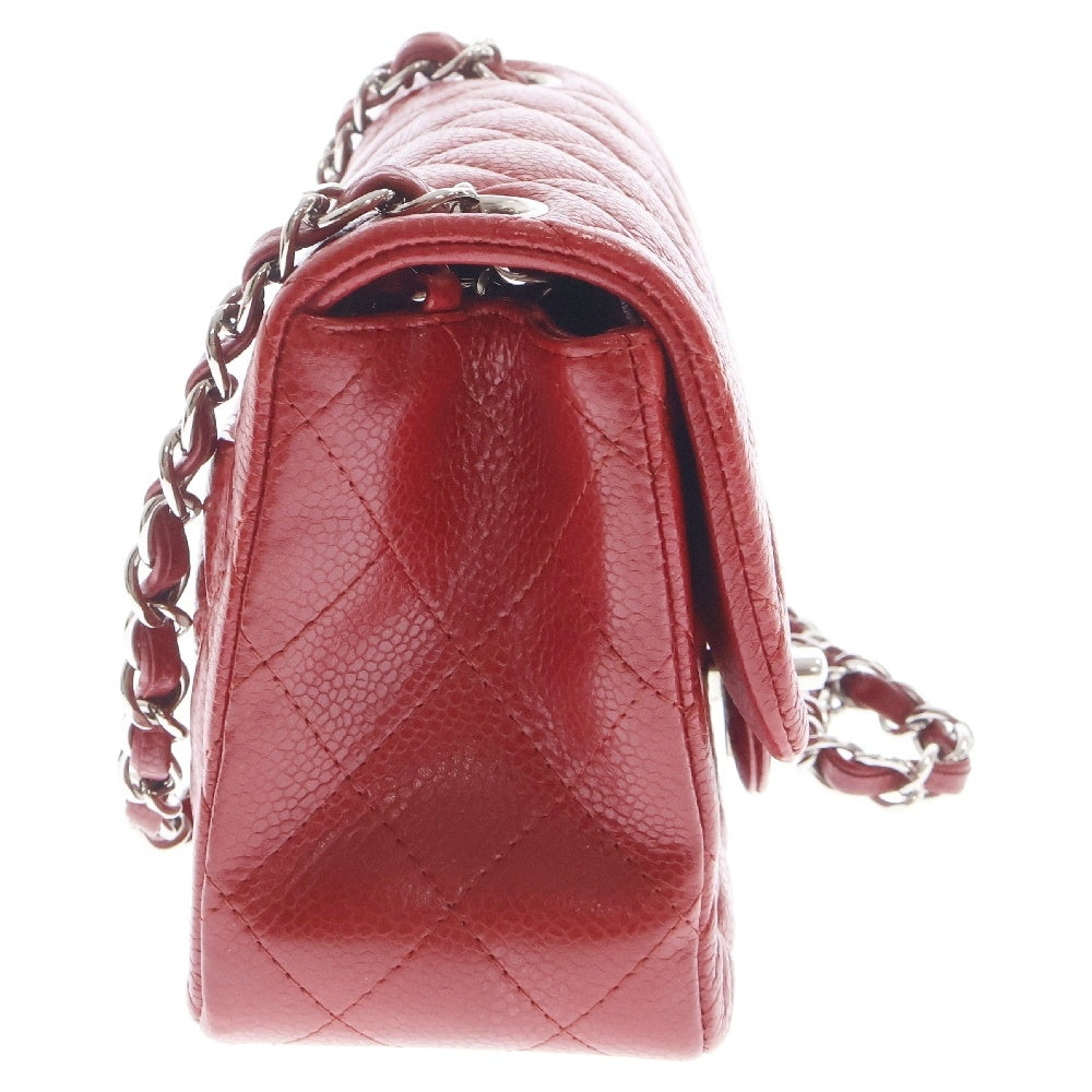 CHANEL(シャネル) ミニマトラッセ17 キャビアスキン レザーシングルチェーンショルダーバッグ レッド
