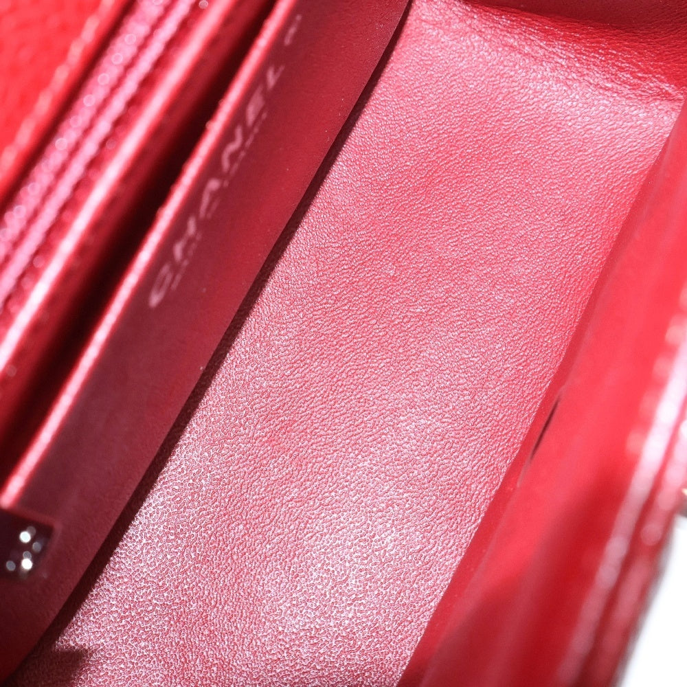 CHANEL(シャネル) ミニマトラッセ17 キャビアスキン レザーシングルチェーンショルダーバッグ レッド
