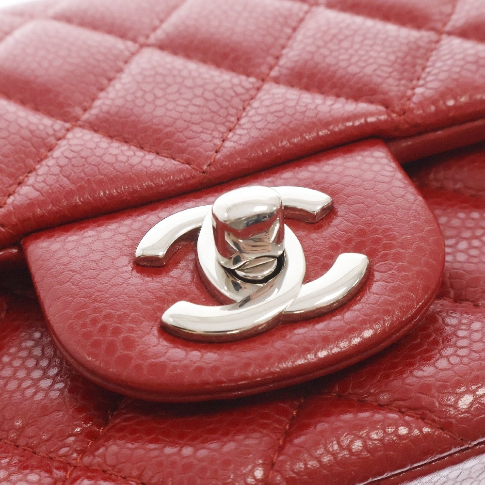 CHANEL(シャネル) ミニマトラッセ17 キャビアスキン レザーシングルチェーンショルダーバッグ レッド