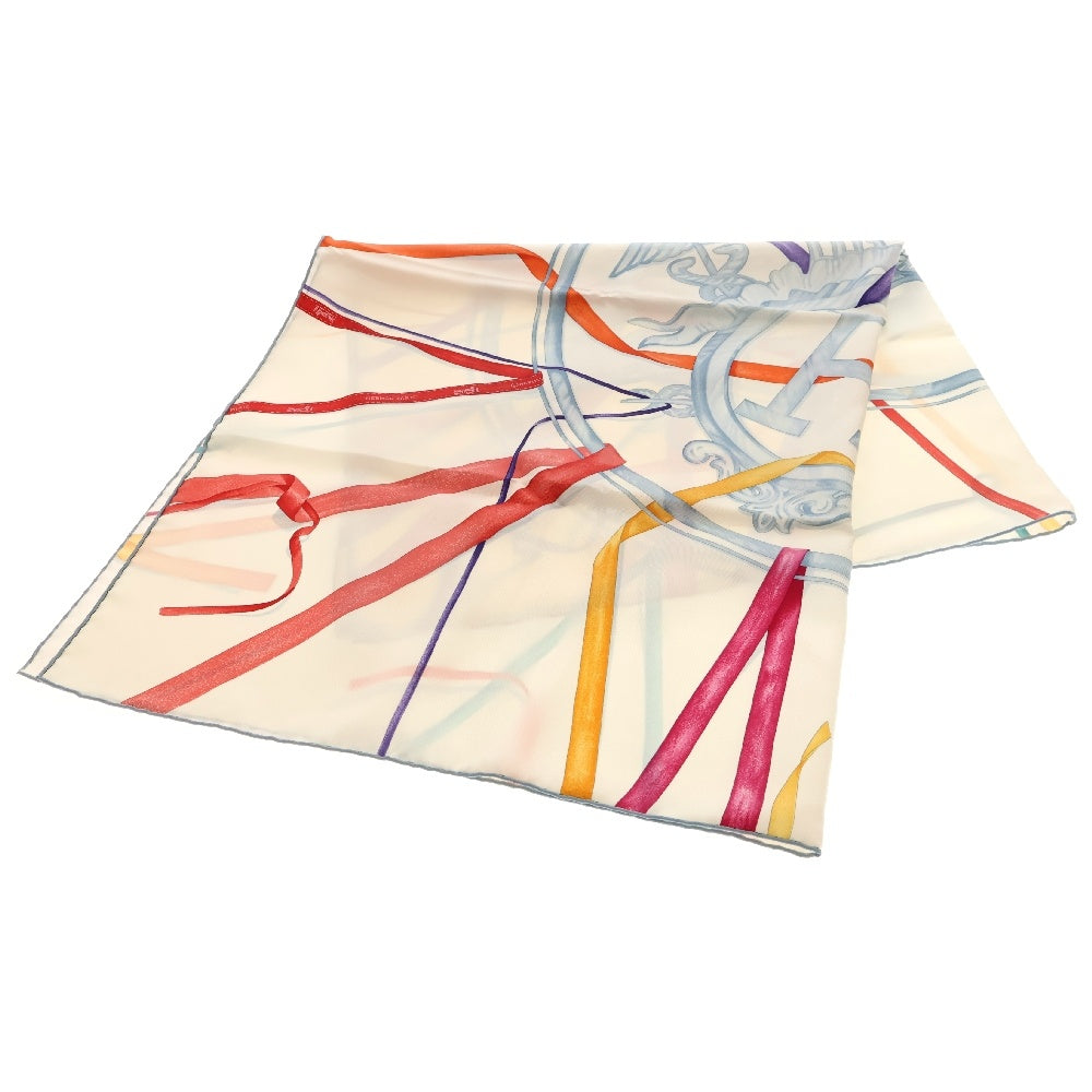 HERMES(エルメス) カレ90 スカーフ ATTRAPE TES REVES 夢をつかめ ホワイト マルチカラー シルク