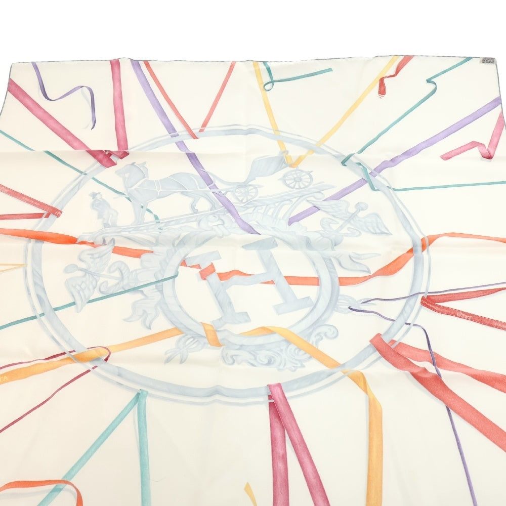 HERMES(エルメス) カレ90 スカーフ ATTRAPE TES REVES 夢をつかめ ホワイト マルチカラー シルク