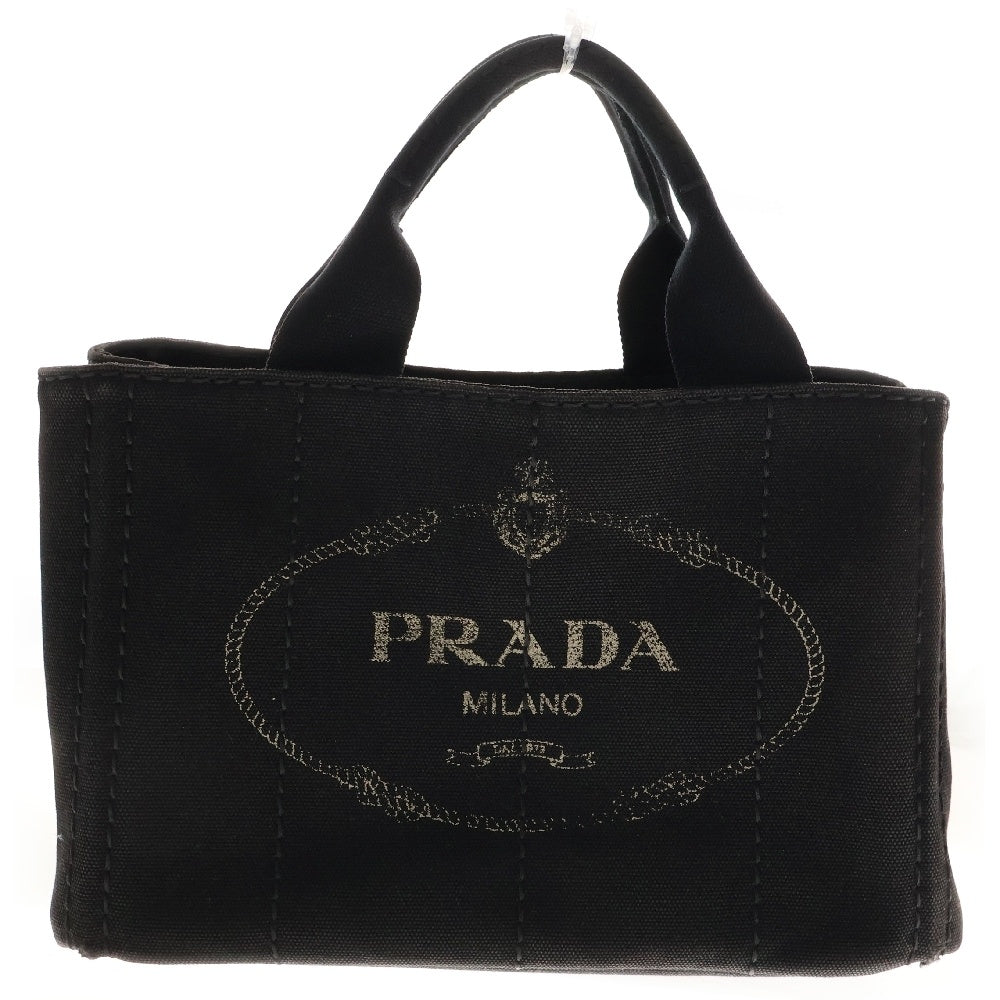PRADA(プラダ) カナパ ミニ ハンドバッグ ブラック キャンバス トライアングルロゴ