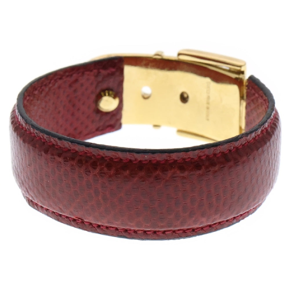 GUCCI(グッチ) バックルモチーフ レザーバングル ブレスレット レッド×ゴールド