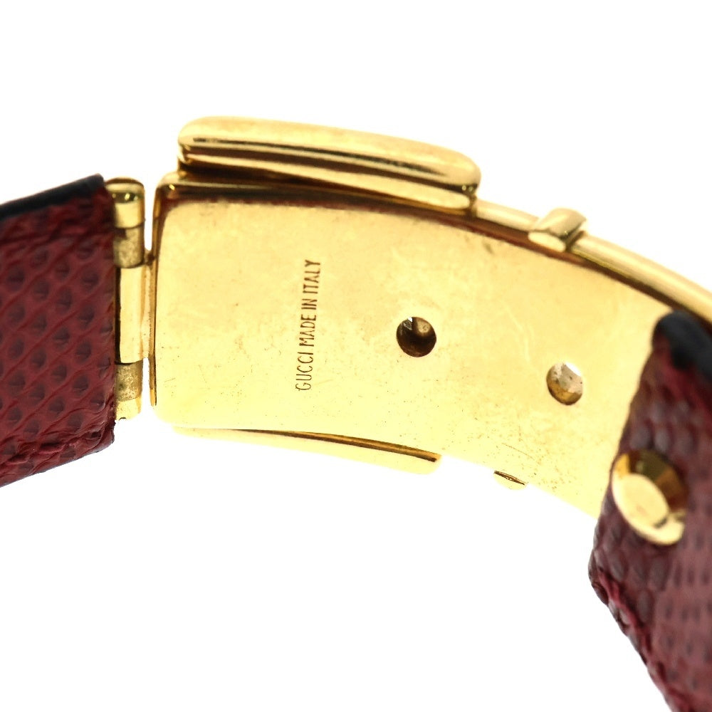GUCCI(グッチ) バックルモチーフ レザーバングル ブレスレット レッド×ゴールド