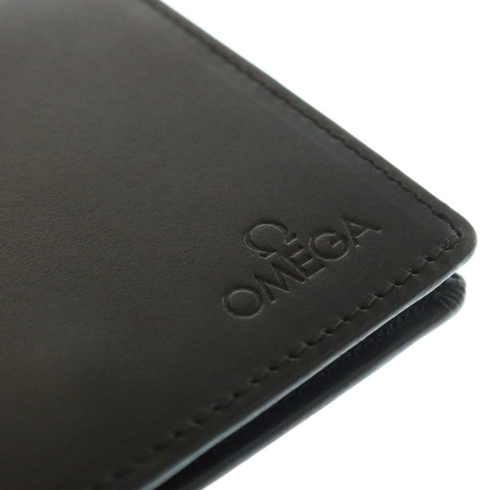 OMEGA(オメガ) ロゴ 二つ折りがま口財布 ブラウン レザー コンパクトウォレット