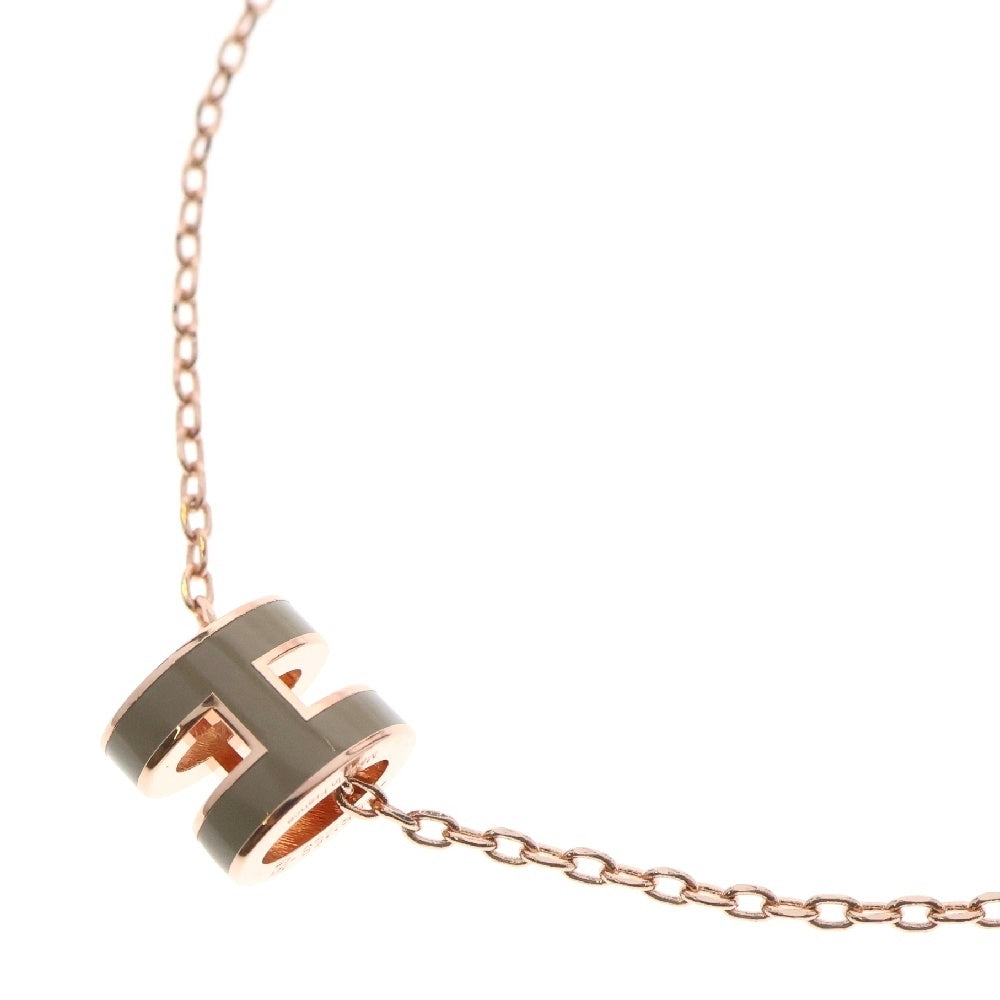 HERMES(エルメス) ポップアッシュ H ミニ ネックレス グレー×ピンクゴールド