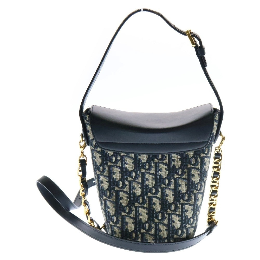 DIOR(ディオール) モンテーニュ アンバー ミニ オブリーク バケットバッグ ショルダーバッグ ネイビー GD金具 S2319UTZQ_M928