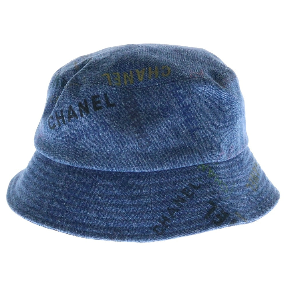 CHANEL(シャネル) 22SS デニム ロゴプリント バスケットハット 帽子 ブルー
