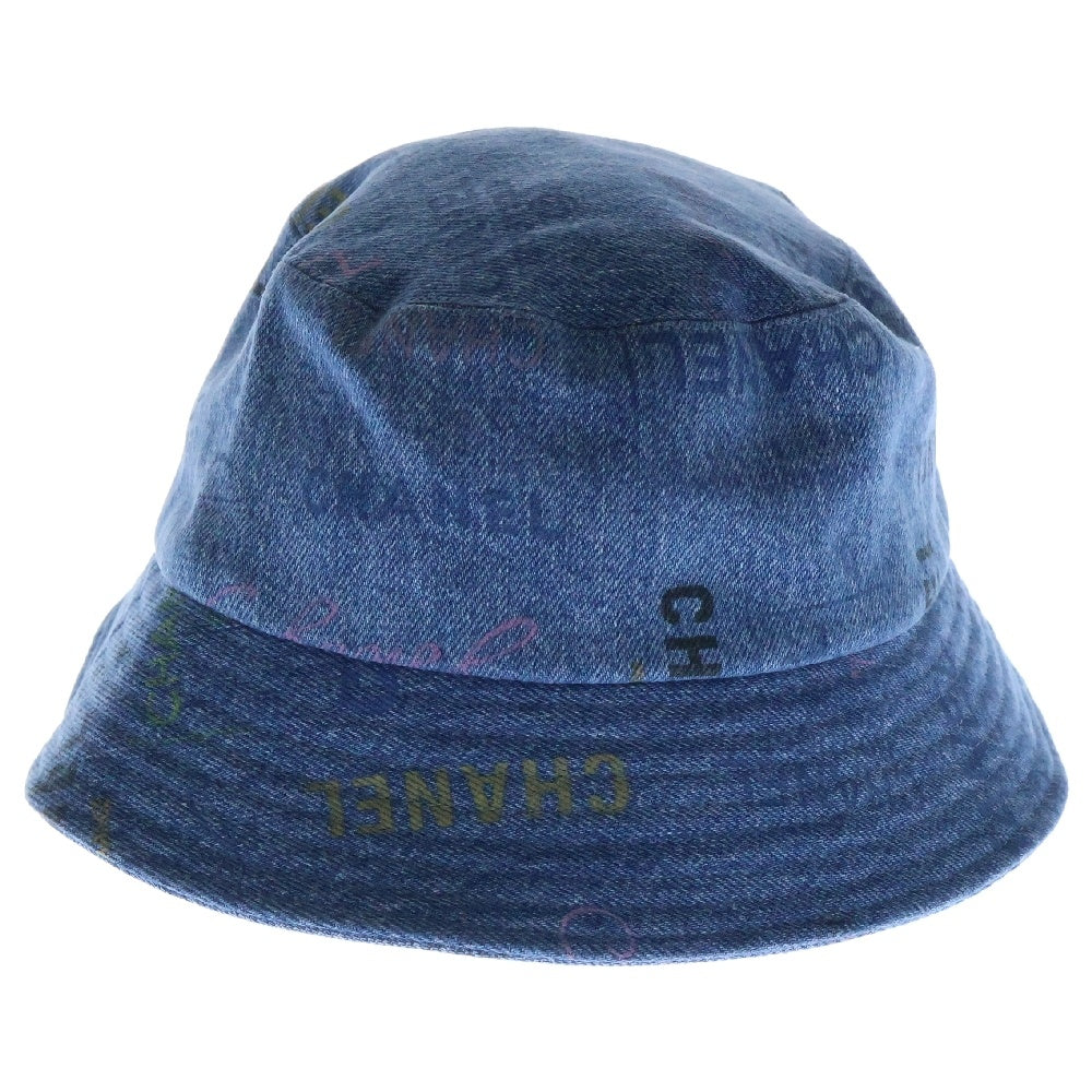 CHANEL(シャネル) 22SS デニム ロゴプリント バスケットハット 帽子 ブルー