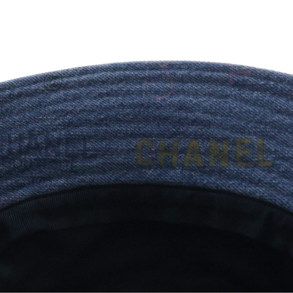CHANEL(シャネル) 22SS デニム ロゴプリント バスケットハット 帽子 ブルー