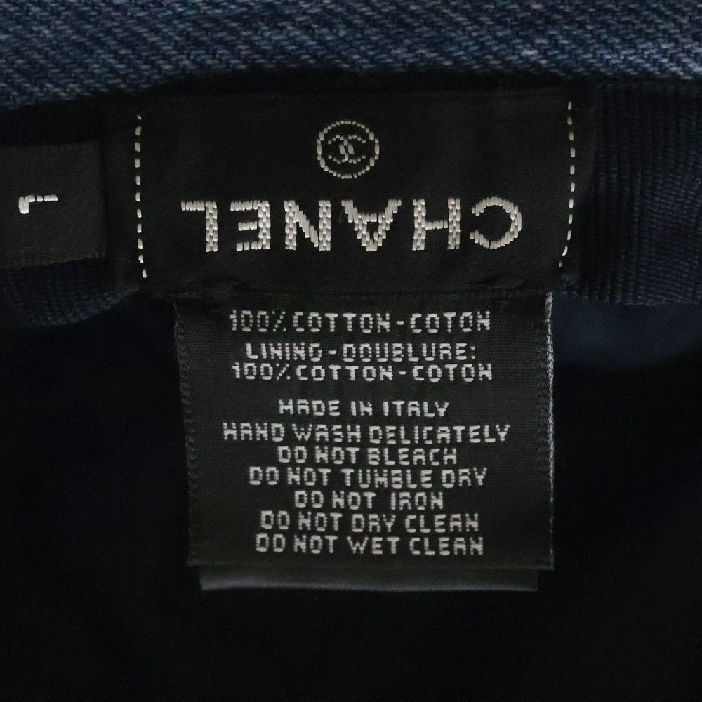 CHANEL(シャネル) 22SS デニム ロゴプリント バスケットハット 帽子 ブルー