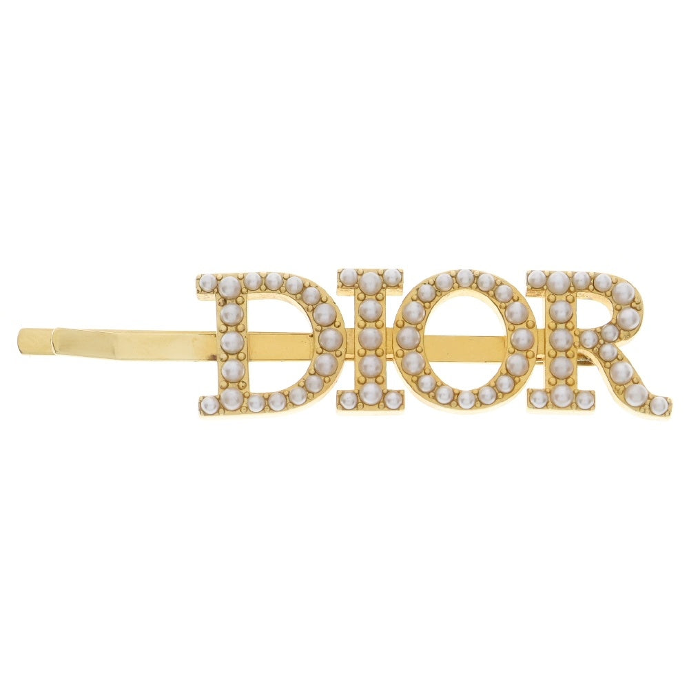 Christian Dior(クリスチャンディオール) ロゴ パール ヘアピン ヘアアクセサリー ゴールド GP