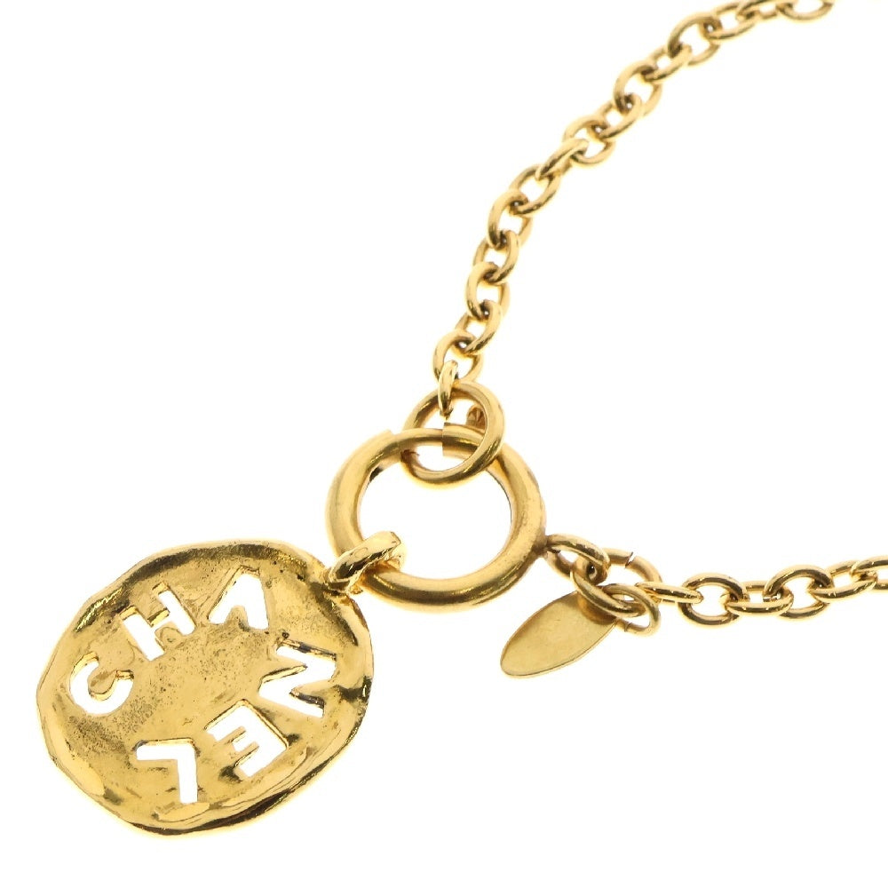 CHANEL(シャネル) ロゴプレート ネックレス ゴールド GP ヴィンテージ ペンダント