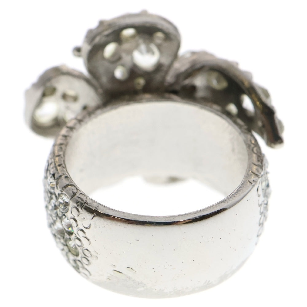 CHANEL(シャネル) ココマーク フラワーモチーフ ラインストーン メタル シルバー リング 指輪 03A アクセサリー