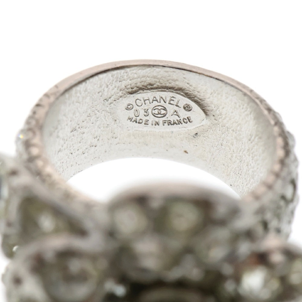 CHANEL(シャネル) ココマーク フラワーモチーフ ラインストーン メタル シルバー リング 指輪 03A アクセサリー
