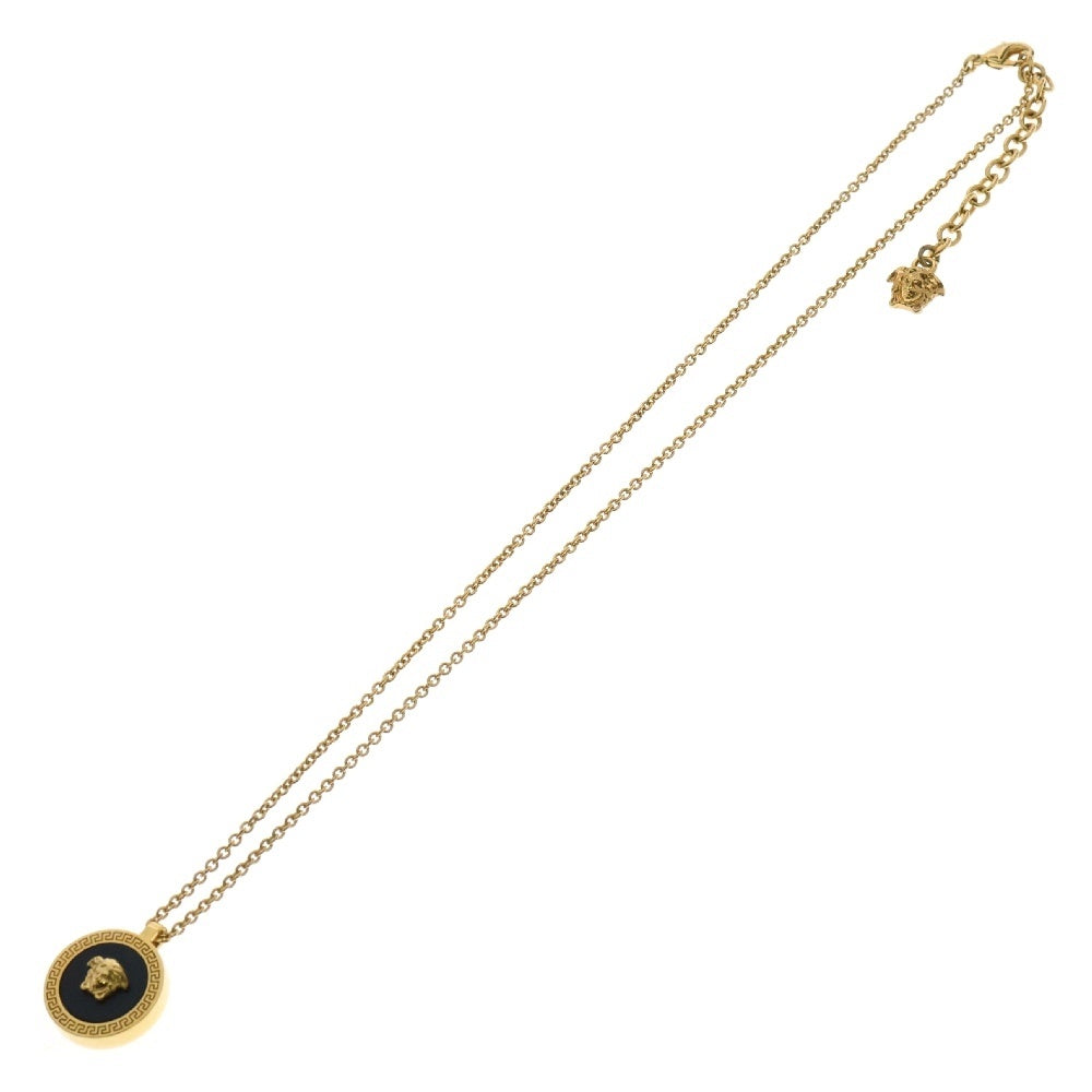 VERSACE(ヴェルサーチ) メドゥーサ コイン ロゴネックレス ゴールド×ブラック GP ペンダント