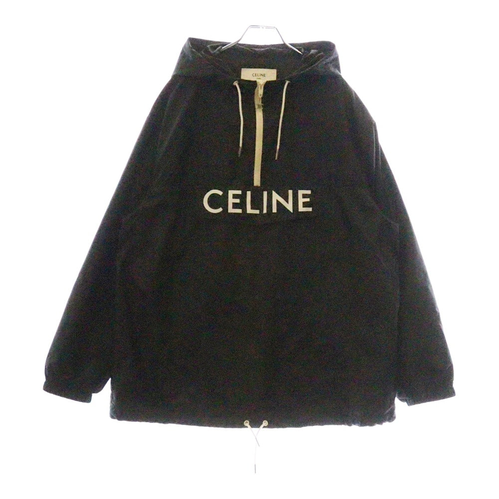 CELINE(セリーヌ) エディ期 ナイロン ロゴアノラックパーカー ブラック×ホワイト ポリエステル 46 2W531495M