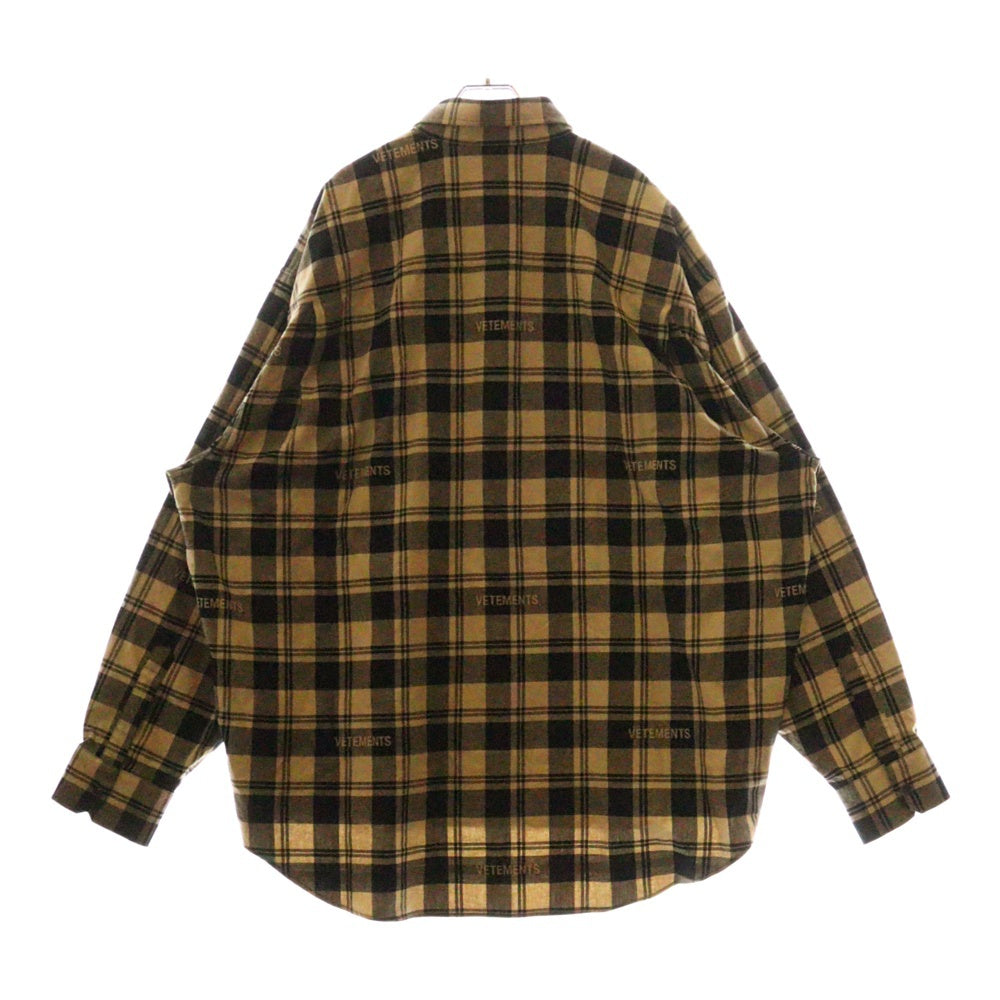 VETEMENTS(ヴェトモン) 24AW LOGO JACQUARD PLAID SHIRT ロゴ ジャガード プレイド 長袖チェックシャツ ベージュ UA65SH919S