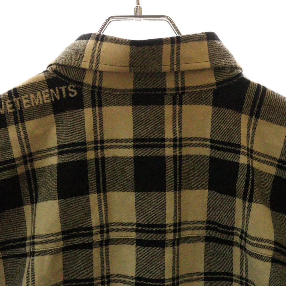 VETEMENTS(ヴェトモン) 24AW LOGO JACQUARD PLAID SHIRT ロゴ ジャガード プレイド 長袖チェックシャツ ベージュ UA65SH919S