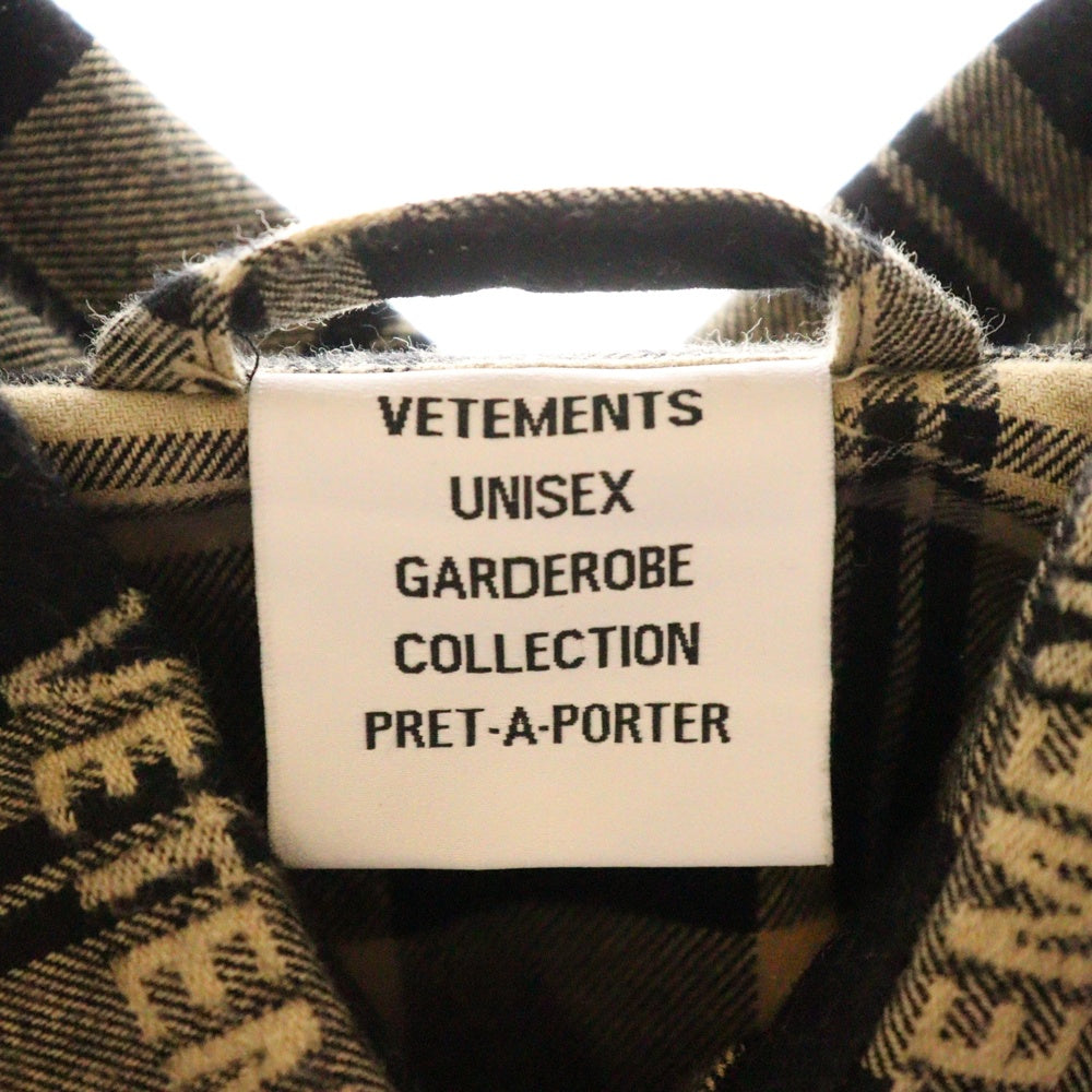 VETEMENTS(ヴェトモン) 24AW LOGO JACQUARD PLAID SHIRT ロゴ ジャガード プレイド 長袖チェックシャツ ベージュ UA65SH919S