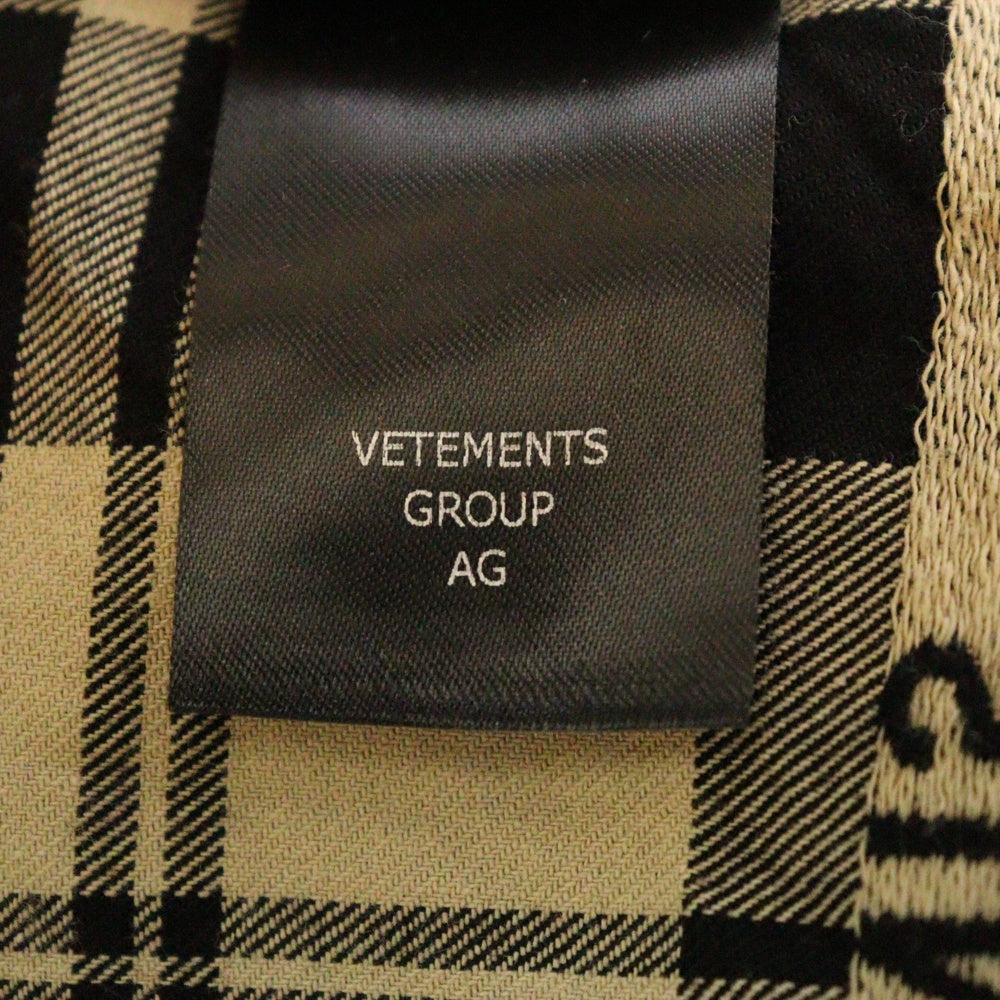 VETEMENTS(ヴェトモン) 24AW LOGO JACQUARD PLAID SHIRT ロゴ ジャガード プレイド 長袖チェックシャツ ベージュ UA65SH919S